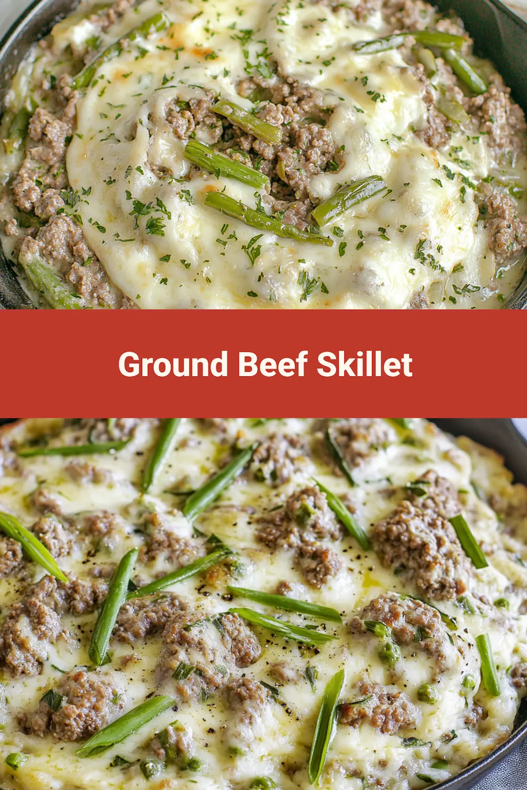Keto ground beef skillet Easter dinner recipe pin image