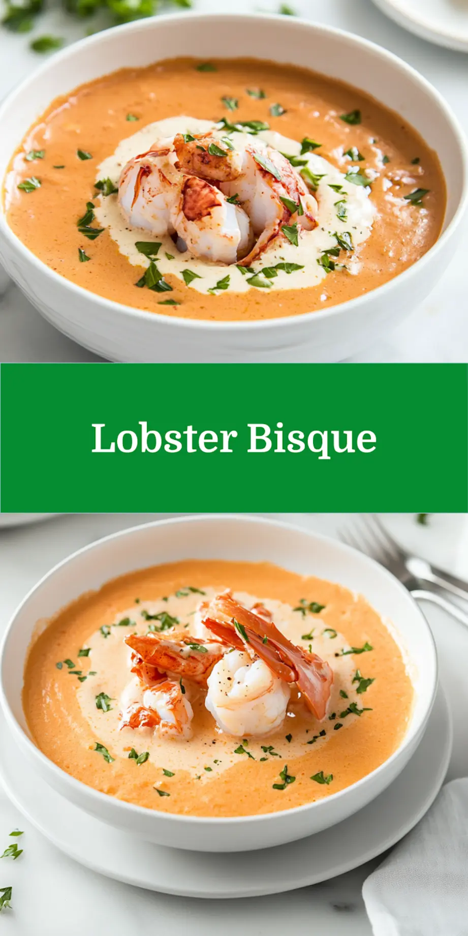 Lobster Bisque Recipe Easy Restaurant Style Dinner 7 LOBSTER BISQUE RECIPE centered hero view, clean and uncluttered