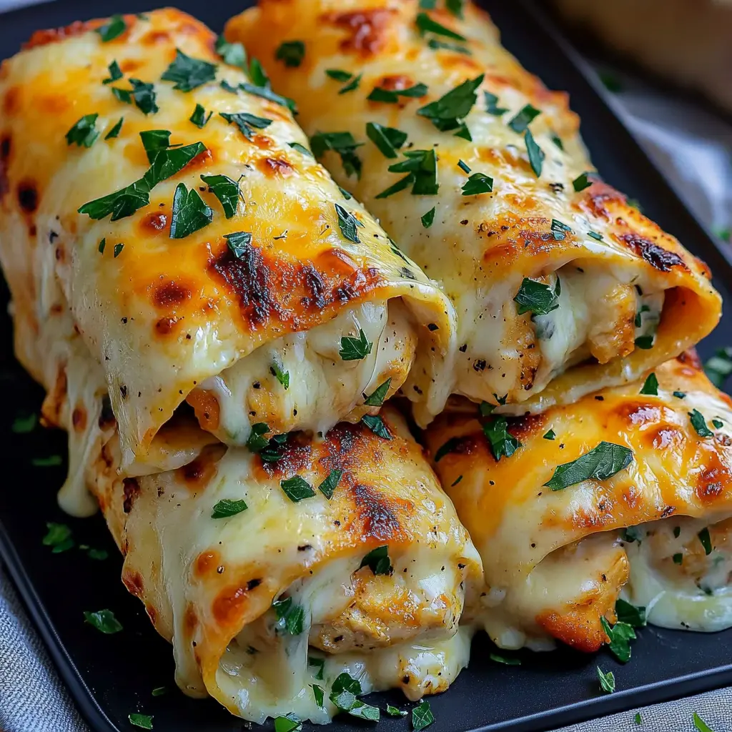 Low Carb Cheesy Garlic Chicken Wraps Easy Weeknight Dinner 6 LOW CARB CHEESY GARLIC CHICKEN WRAPS centered hero view, clean and uncluttered