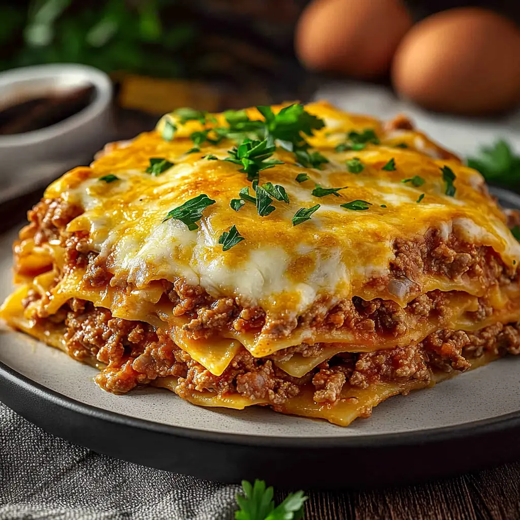 Low-Carb Egglife Lasagna Easy Weeknight Dinner Recipe 6 LOW CARB EGGLIFE LASAGNA centered hero view, clean and uncluttered