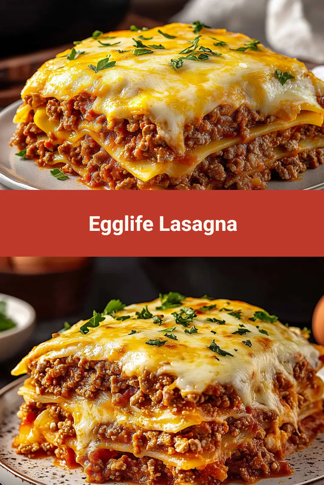 Low-Carb Egglife Lasagna Easy Weeknight Dinner Recipe 7 LOW CARB EGGLIFE LASAGNA centered hero view, clean and uncluttered_pin