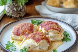 Low Carb Keto Cottage Cheese Chicken Easy Weeknight Dinner LOW CARB KETO COTTAGE CHEESE CHICKEN centered hero view, clean and uncluttered