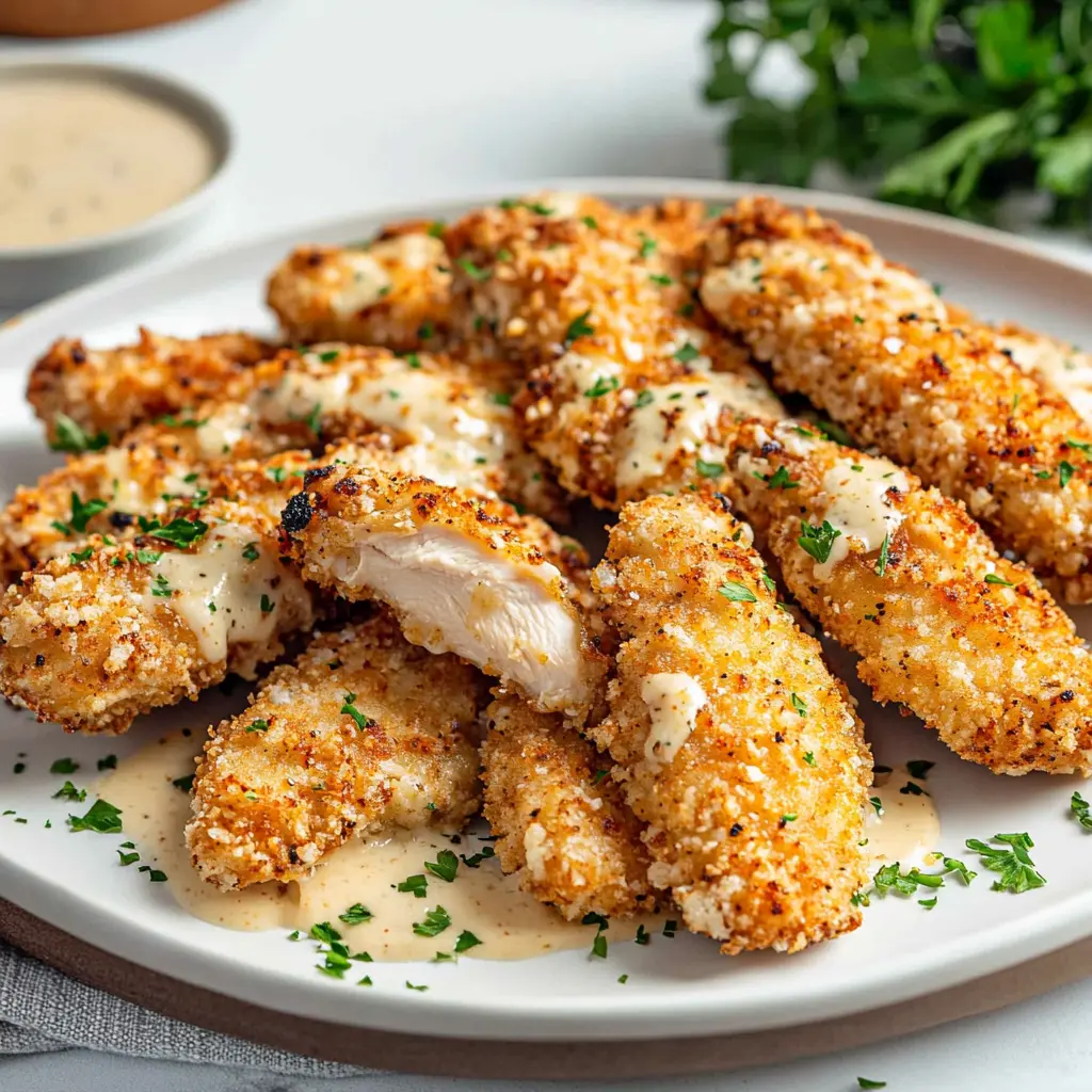 Low-Carb Parmesan Chicken Tenders Air Fryer Easy Weeknight Dinner 6 LOW CARB PARMESAN CHICKEN TENDERS AIR FRYER centered hero view, clean and uncluttered