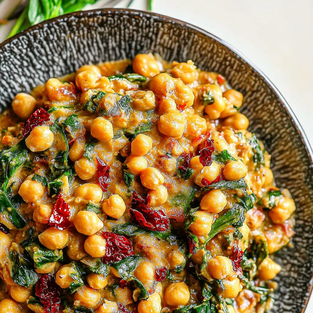 Marry Me Chickpeas in creamy tomato sauce with fresh basil