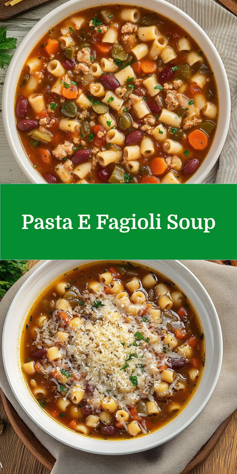 OLIVE GARDEN PASTA E FAGIOLI SOUP centered hero view, clean and uncluttered