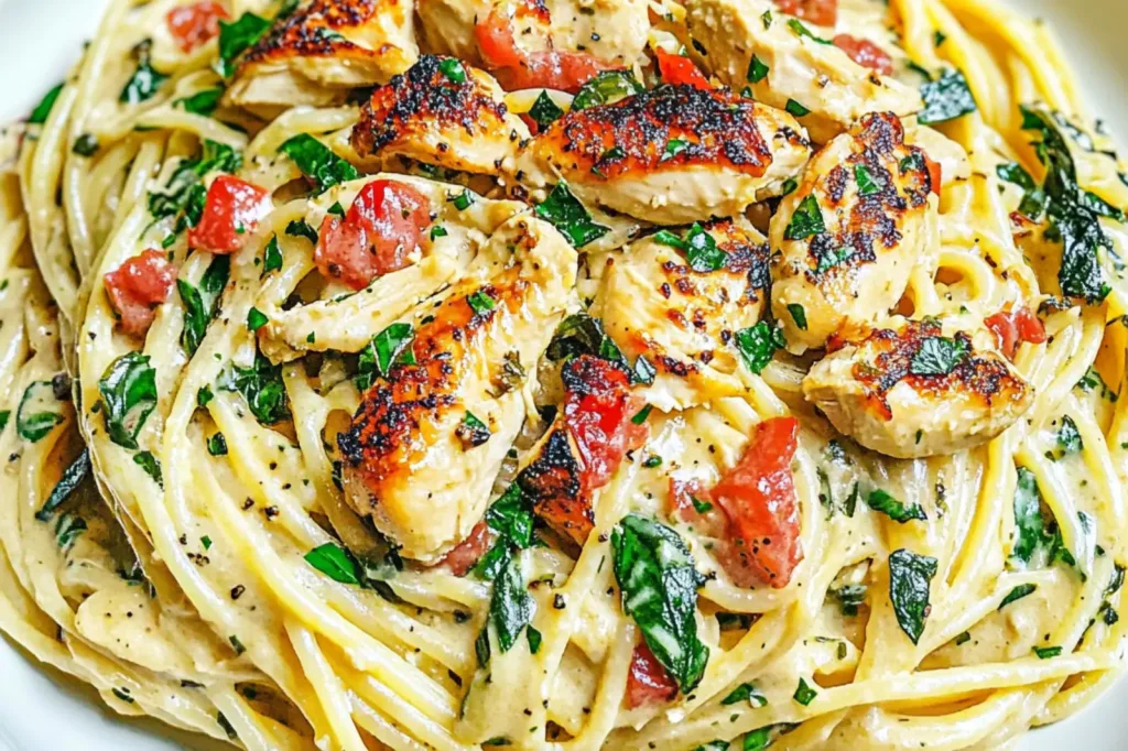 OLIVE GARDEN TUSCAN CHICKEN PASTA centered hero view, clean and uncluttered