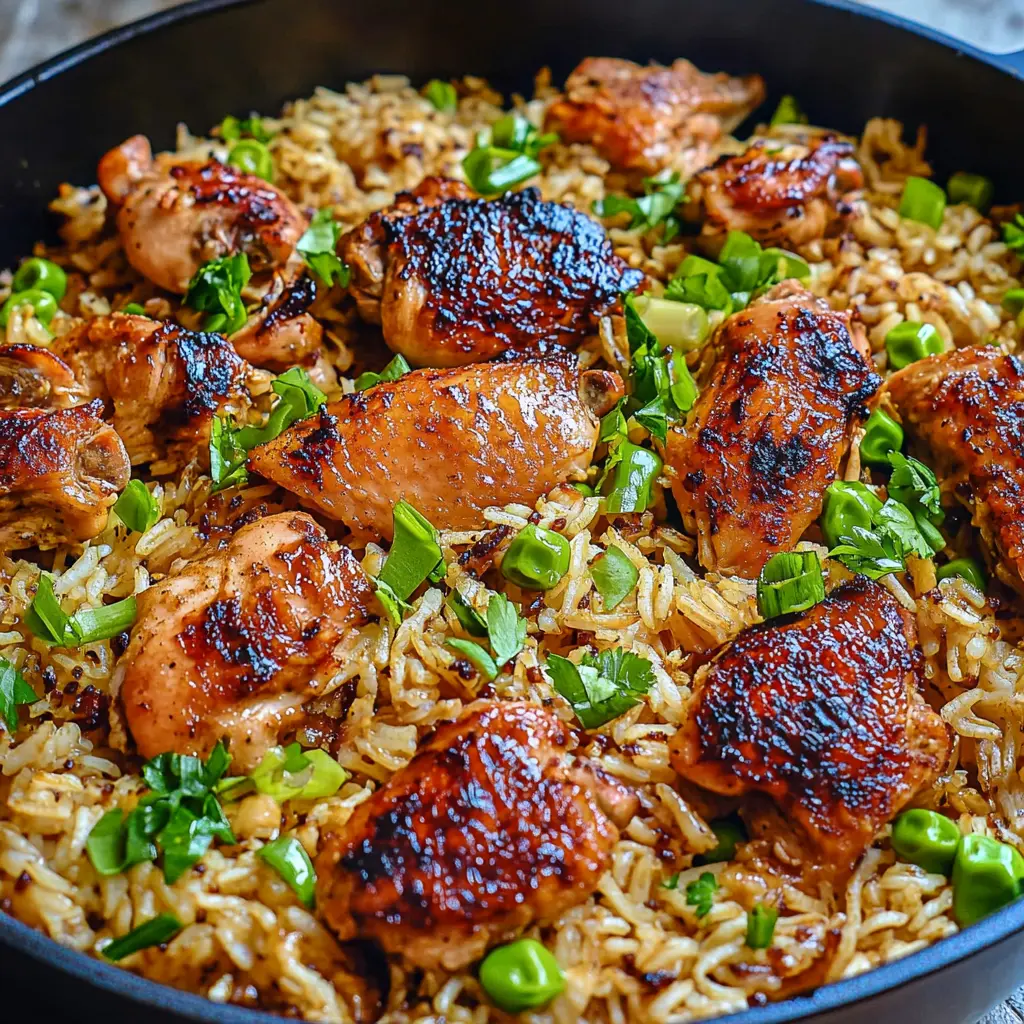 ONE POT CHICKEN AND RICE centered hero view, clean and uncluttered