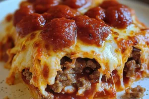 Pizza Casserole Low Carb Easy Weeknight Dinner Recipe PIZZA CASSEROLE LOW CARB centered hero view, clean and uncluttered