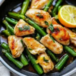 AIR FRYER CHICKEN BREAST ASPARAGUS LEMON centered hero view, clean and uncluttered