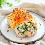 AIR FRYER FETA AND SPINACH STUFFED CHICKEN BREAST centered hero view, clean and uncluttered