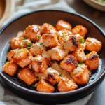 AIR FRYER SALMON BITES centered hero view, clean and uncluttered