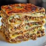 ASIAN DUMPLING LASAGNA LAYERS centered hero view, clean and uncluttered