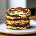 BEC SCALLION PANCAKE BREAKFAST SANDWICH centered hero view, clean and uncluttered