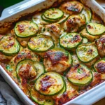 BEST MEDITERRANEAN CHICKEN ZUCCHINI BAKE centered hero view, clean and uncluttered