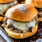 CRAFTING CROCKPOT FRENCH DIP SANDWICHES centered hero view, clean and uncluttered