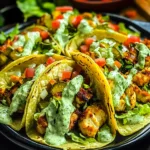DILL PICKLE RANCH SMASH CHICKEN TACOS centered hero view, clean and uncluttered