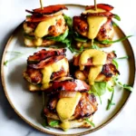 HONEY MUSTARD BLT CHICKEN SLIDERS centered hero view, clean and uncluttered
