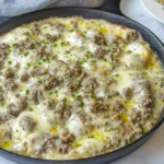 KETO GROUND BEEF SKILLET EASTER DINNER centered hero view, clean and uncluttered