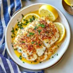 LEMON BUTTER COD RECIPE centered hero view, clean and uncluttered
