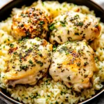 LEMON HERB CHICKEN AND RICE centered hero view, clean and uncluttered