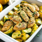 LEMON PARMESAN CHICKEN ZUCCHINI AND SQUASH centered hero view, clean and uncluttered