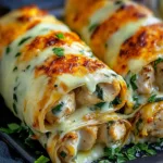 LOW CARB CHEESY GARLIC CHICKEN WRAPS centered hero view, clean and uncluttered