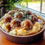 MEATBALL AND MASHED POTATO BAKE centered hero view, clean and uncluttered