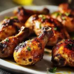 OVEN BAKED CHICKEN DRUMSTICKS centered hero view, clean and uncluttered