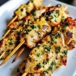 RANCH GARLIC PARMESAN CHICKEN SKEWERS centered hero view, clean and uncluttered