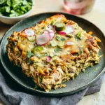 SALSA VERDE CHICKEN CASSEROLE centered hero view, clean and uncluttered