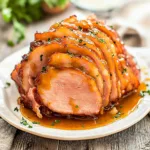 SLOW COOKER EASTER HAM HONEY MUSTARD centered hero view, clean and uncluttered