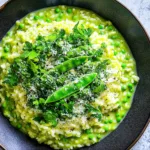 SPRING PEA RISOTTO centered hero view, clean and uncluttered
