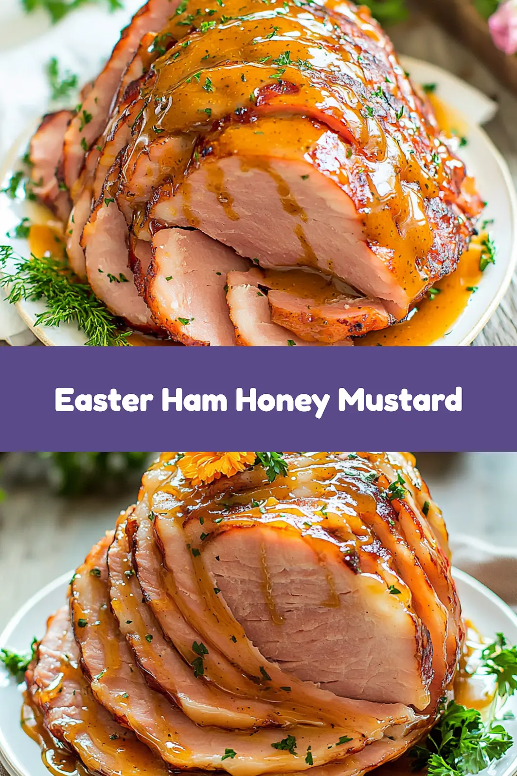 Slow cooker Easter ham with honey mustard glaze, Pinterest-ready pin image