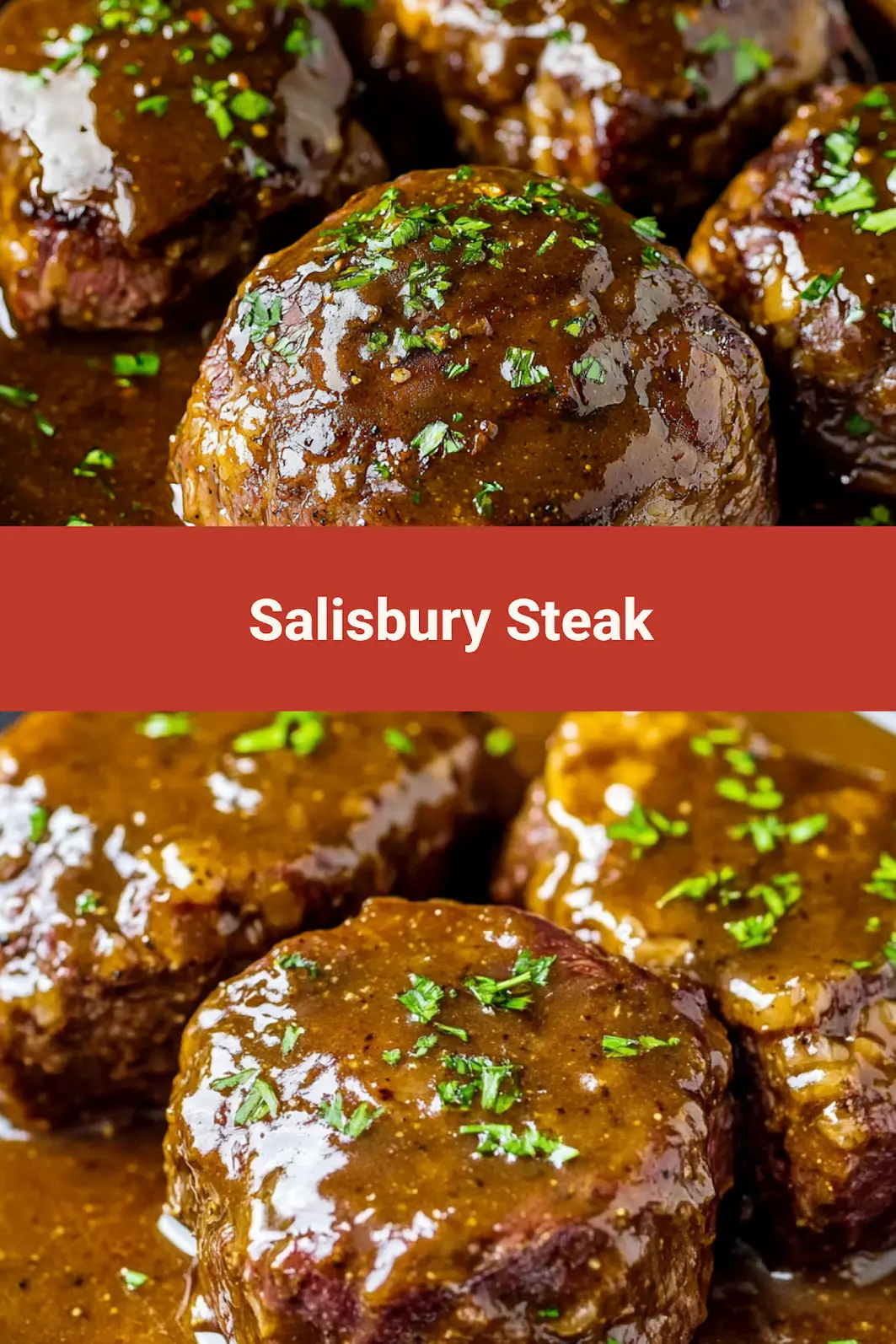 Slow Cooker Salisbury Steak Easy Cozy Dinner 7 SLOW COOKER SALISBURY STEAK centered hero view, clean and uncluttered_pin