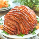 Air Fryer Brown Sugar Ham recipe served and ready to eat easy homemade dinner