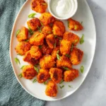 Air Fryer Buffalo Chicken Bites recipe, served and ready to eat, easy homemade dinner