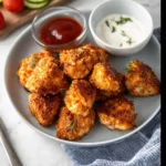 Air Fryer Chicken Bites Keto No Breading recipe, served and ready to eat, easy homemade dinner