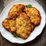 Air Fryer Chicken Cutlets recipe, served and ready to eat, easy homemade dinner