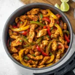 Air Fryer Chicken Fajitas recipe, served and ready to eat, easy homemade dinner