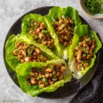 Air Fryer Chicken Lettuce Wraps recipe, served and ready to eat, easy homemade dish