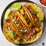 Air Fryer Chicken Street Tacos recipe, served and ready to eat, easy homemade dish