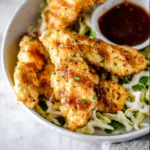 Air Fryer Chicken Tenders recipe, served and ready to eat, easy homemade dinner