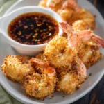 Air Fryer Coconut Shrimp Sweet Chili recipe, served and ready to eat, easy homemade dinner