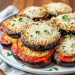 Air Fryer Eggplant Parmesan recipe, served and ready to eat, easy homemade dinner