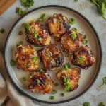 AIR FRYER HONEY GARLIC CHICKEN THIGHS recipe, served and ready to eat, easy homemade dinner