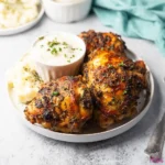 Air Fryer Keto Chicken Thighs Ranch recipe, served and ready to eat, easy homemade dish