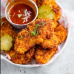 Air Fryer Nashville Hot Chicken Tenders recipe, served and ready to eat, easy homemade dish