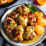 Air Fryer Orange Dijon Chicken recipe, served and ready to eat, easy homemade dinner