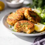 Air Fryer Salmon Patties recipe, served and ready to eat, easy homemade dinner