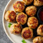 Air Fryer Turkey Meatballs recipe, served and ready to eat, easy homemade dinner